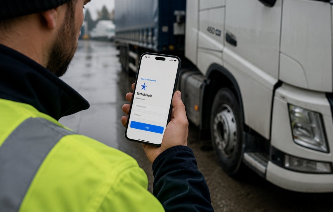 Driver logging into TachoMagic Walkaround Checks